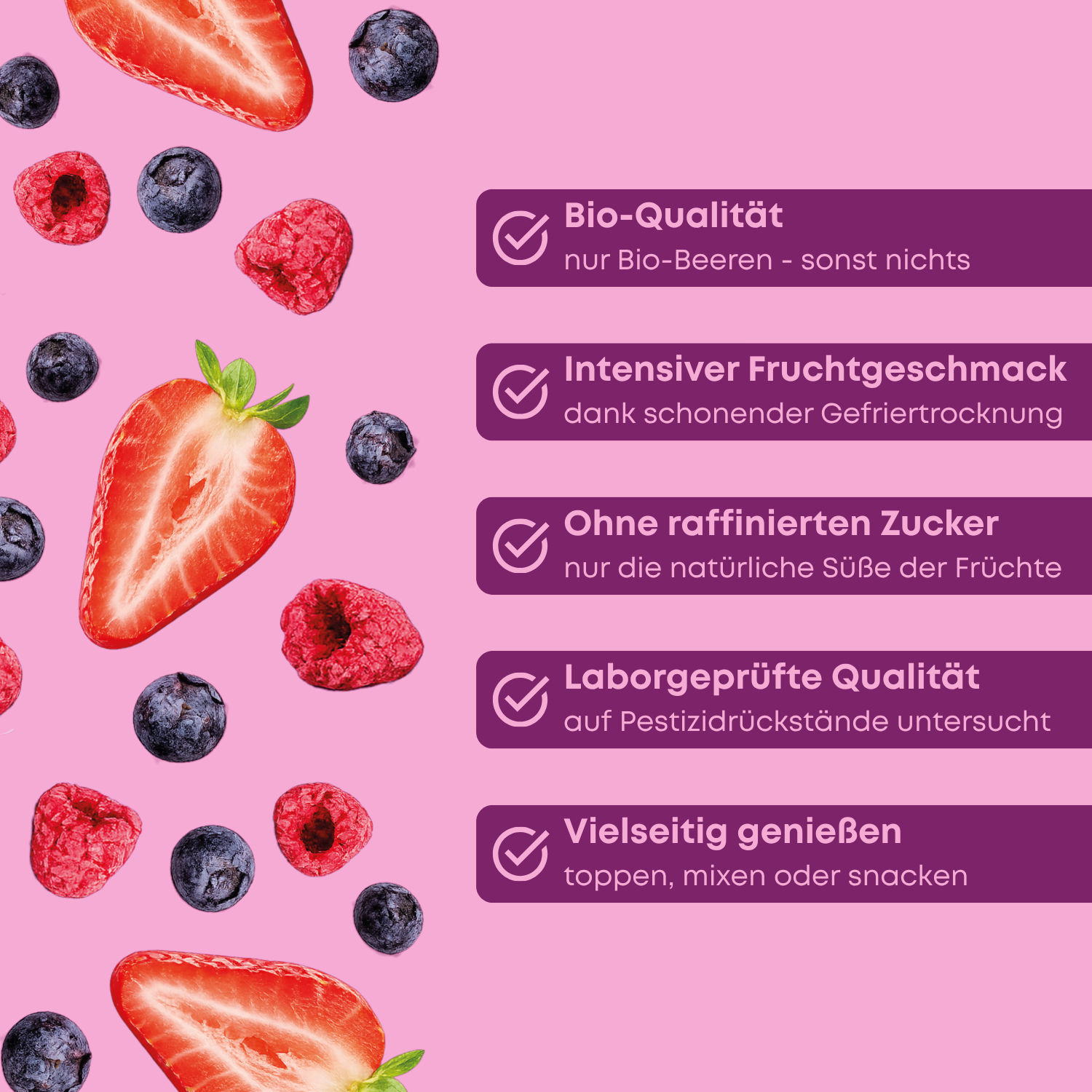 Gefriergetrocknete Bio Beeren – Berry Mix 100 g