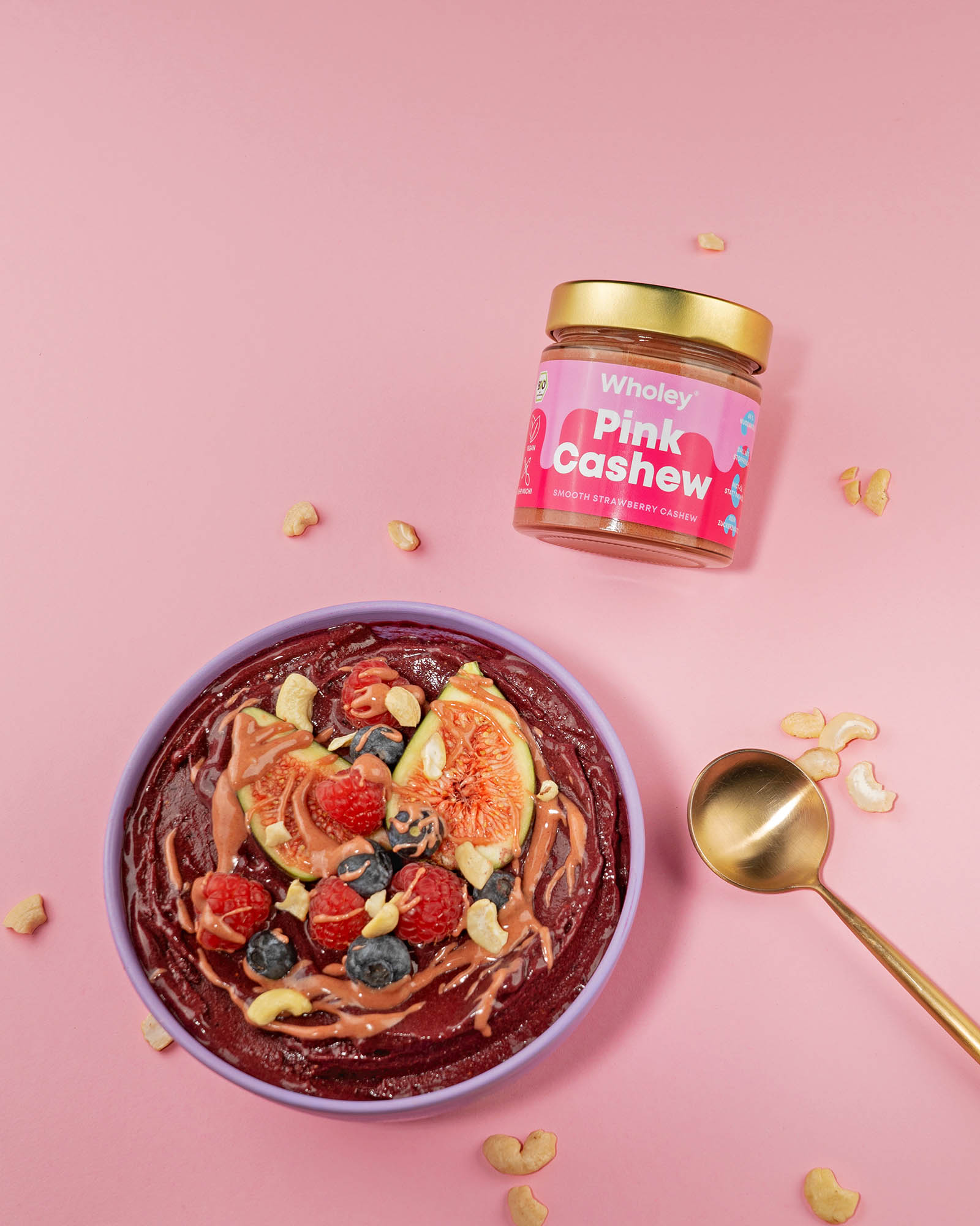 Pink Cashew und Açaí Smoothie Bowl